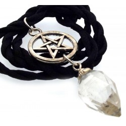 Clear Quartz Droplet Pentacle Pendant